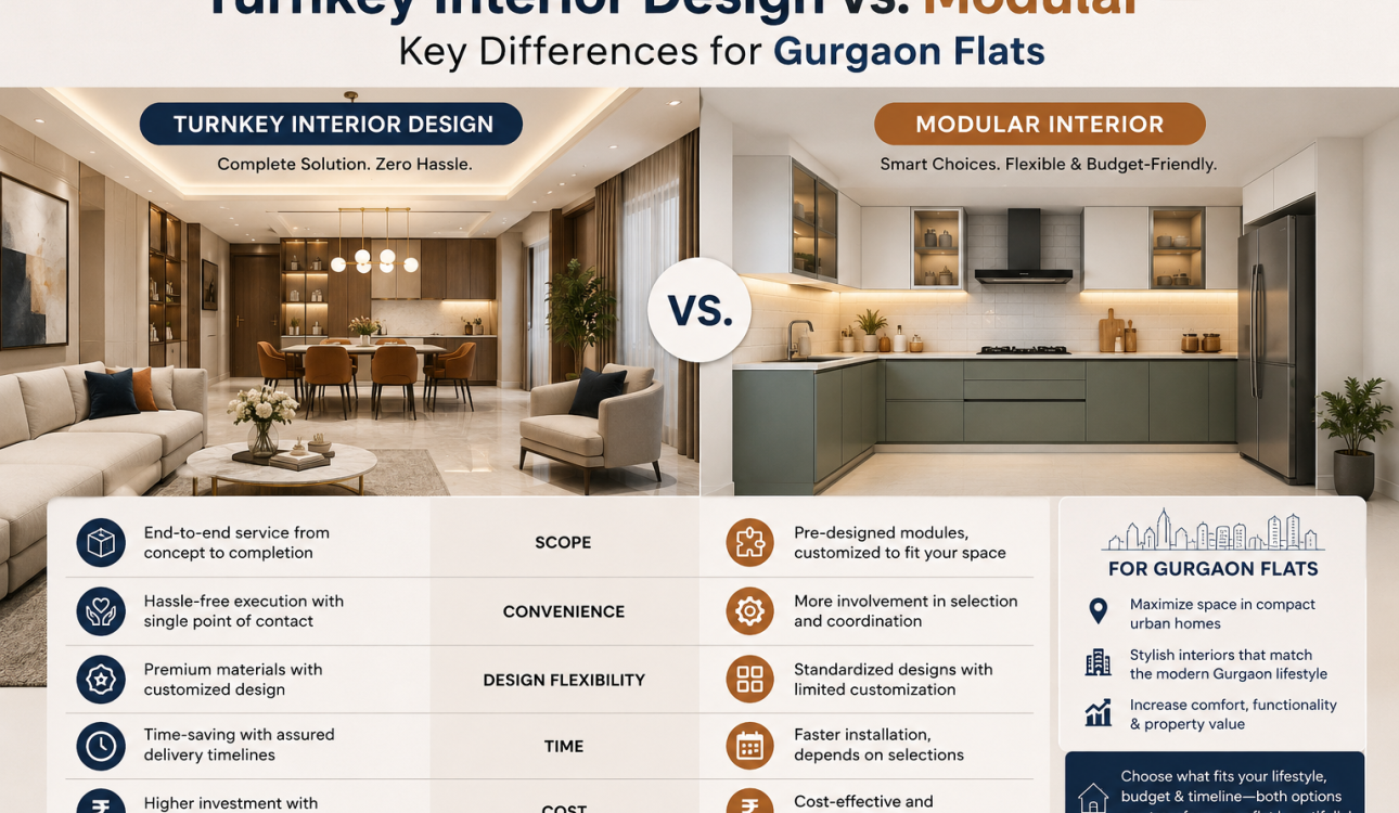 Turnkey Interior Design vs. Modular — Key Differences for Gurgaon Flats