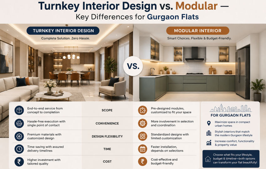 Turnkey Interior Design vs. Modular — Key Differences for Gurgaon Flats